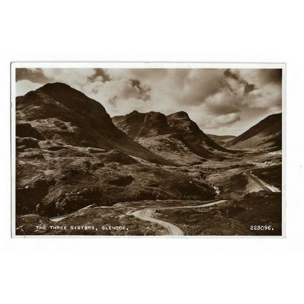 The Three Sisters, Glencoe. RP Postcard.