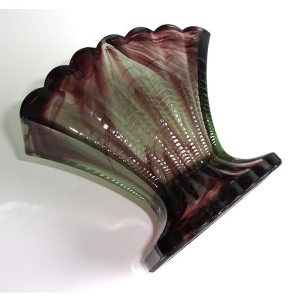 Davidson Art Deco Topaz Briar Cloud Glass Fan Vase.