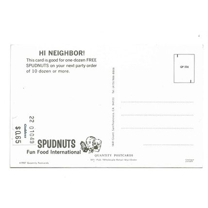Postcard USA Spudnuts advertising potato doughnuts food unposted