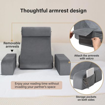 ENITYA Reading Pillow for Sitting in Bed Adult, Back Pillow for Bed Sitting Up,