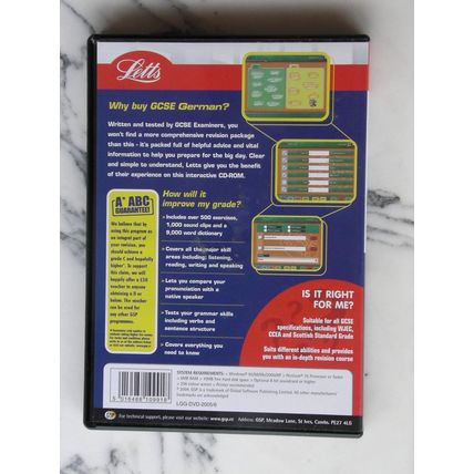 PC CD-ROM: Letts GCSE German Software Revision Aid Study Guide 2005/2006 exams