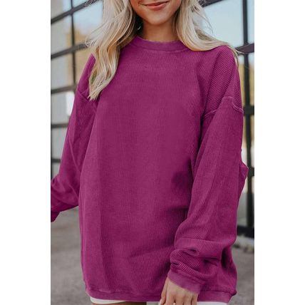 Festival Fuchsia Ribbed Corduroy Oversized Sweatshirt