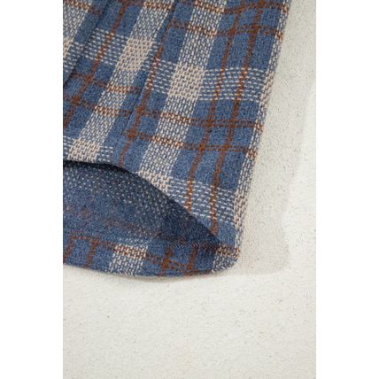 Gray Plaid Corduroy Patchwork Collared Zip Up Snap Button Jacket