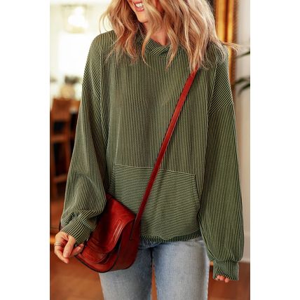 Jungle Green Twisted Rib Texture Solid Hoodie