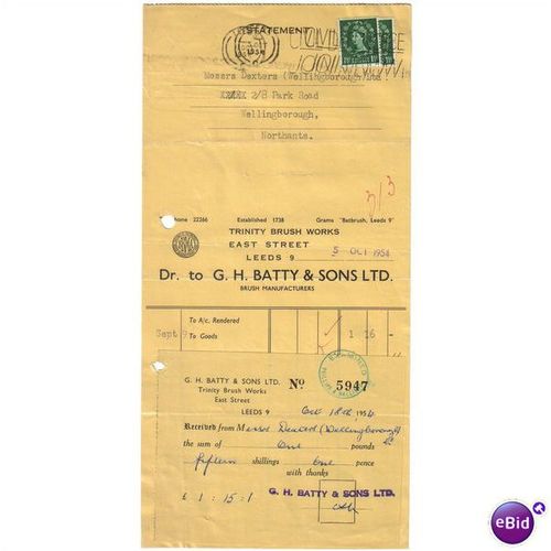1954 G.H BATTY & SONS LTD TRINITY BRUSH WORKS LEEDS5947