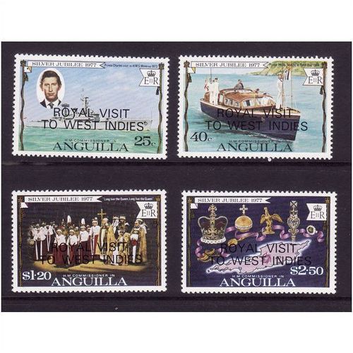 ANGUILLA 1977 ROYAL VISIT SET 4 VALS U/M MINT