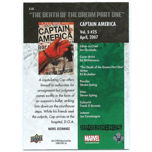 2012 Marvel Beginnings 2 Breakthrough Issues - #B-80 - Captain America Vol 5 #25
