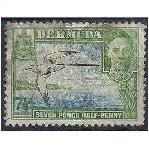 Bermuda 1938 SG114b 7 1/2d Black, Blue & Bright Green Filler (tear) . . .