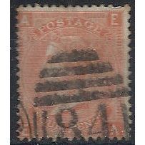 1872 SG94 4d Vermillion Plate 13 Good+ Used Letters "ED".