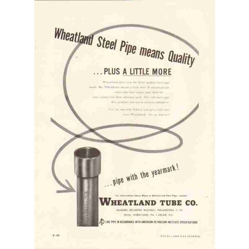 wheatland tube company 1959 oil field tools gas steel pipe vintage ad