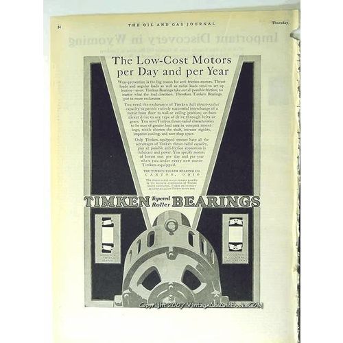 timken roller bearing company 1928 motor tapered bearings vintage ad