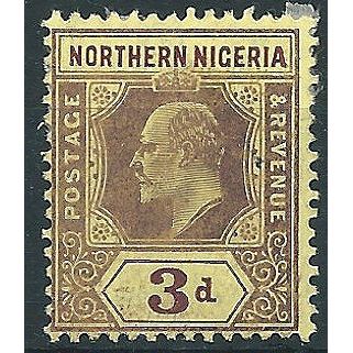 Northern Nigeria 1911 SG32 3d Black/Yellow Mounted Mint . . ..