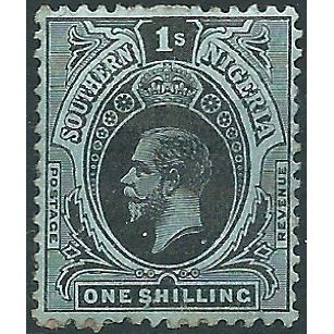 Southern Nigeria 1912 SG52 1/- Black/Green Mounted Mint . . ..