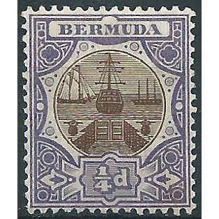 Bermuda 1906 SG34 1/4d Brown & Violet Mounted Mint....