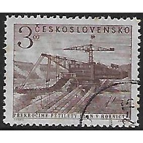 Mi 760: 3 Kč lilac-brown Miners' Day: Excavators.