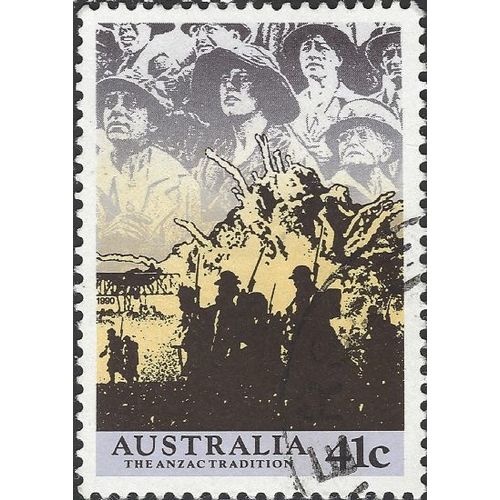 AUSTRALIA, Anzac Tradition, Soldiers, blue 1990, 41c