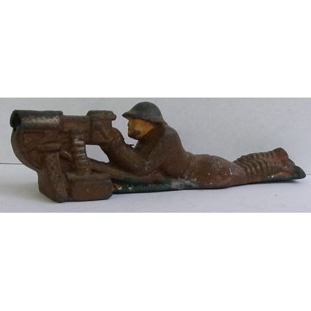 VINTAGE Barclay's ' SOLDIER flat with MACHINE GUN ' ( 1940s )