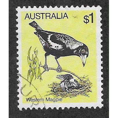 AUS 1980 $1.00 'BIRDS - WESTERN MAGPIE' FINE USED (EBID68-018)