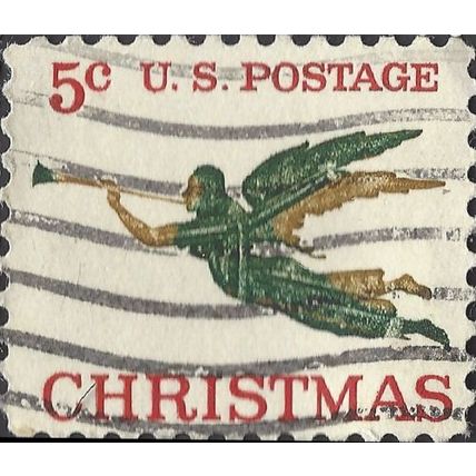 USA, CHRISTMAS, Herald Angel, red & green 1962, 5c, #3