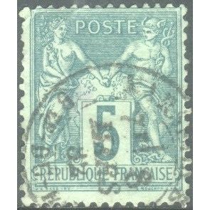 France 1876 - SG282 - 5c green - Peace & Commerce - used 14