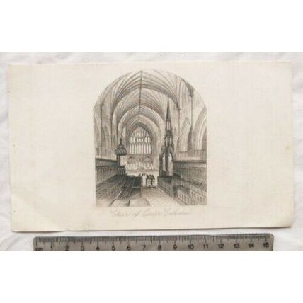Vintage engraving: Choir of Exeter Cathedral