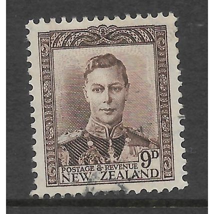 NEW ZEALAND 1947 GEORGE VI 9d PURPLE BROWN SG 685 FINE USED