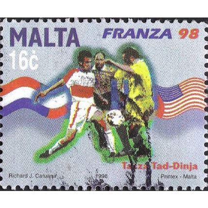MALTA, FOOTBALL, World Cup France, blue 1998, 16c