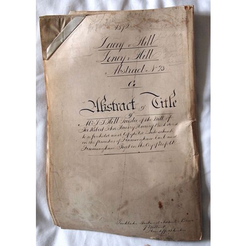 Deed Abstract title J J Hill trustee to Robert J Harvey Harvey estates 1853 & 54