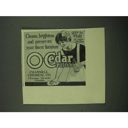 1918 O-Cedar Polish Ad - Cleans, Brightens Preserves