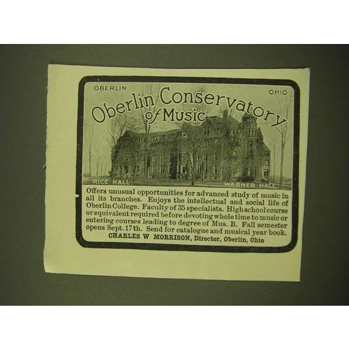1918 Oberlin Conservatory of Music Ad - Rice Hall Warner Hall