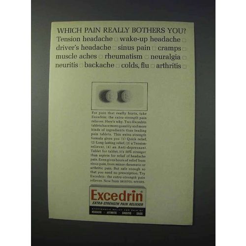 1963 Excedrin Medicine Ad - Which Pain Bothers You?