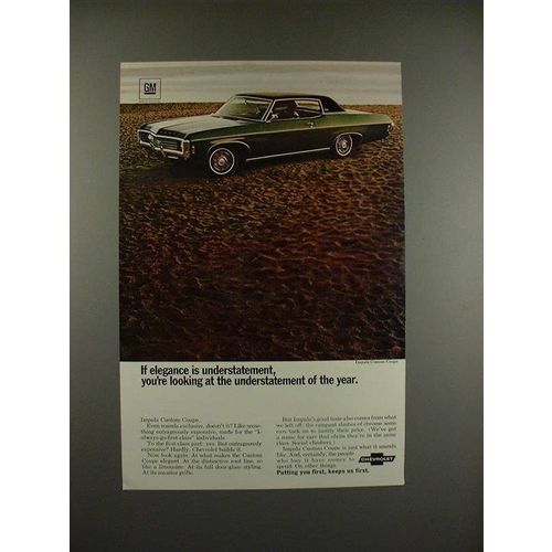 1969 Chevrolet Impala Custom Coupe Car Ad - Elegance