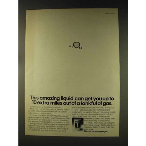 1976 Mobil 1 Oil Ad - Amazing Liquid