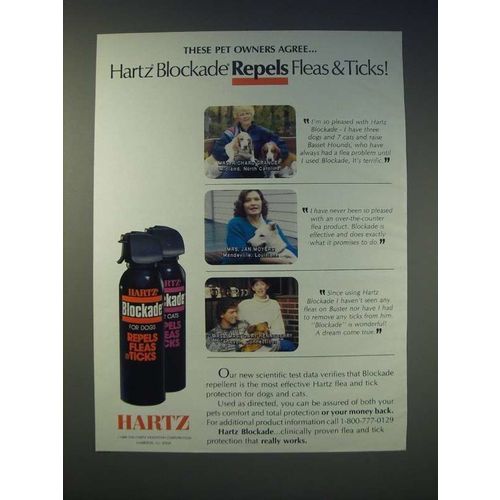 1989 Hartz Blockade Ad - These pet owners agree