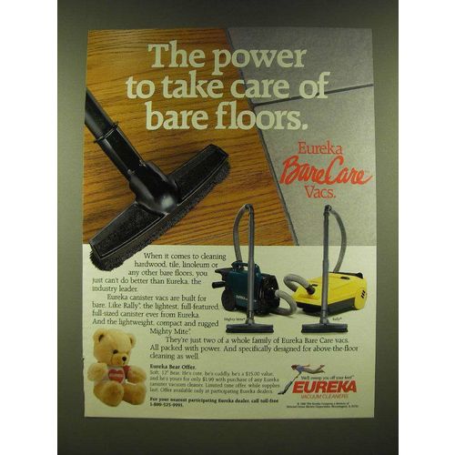 1990 Eureka Bare Care Vacs Ad - The power to take care of bare floors