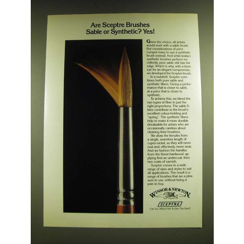 1990 Winsor & Newton Sceptre Brush Ad - Are Sceptre Brushes sable or synthetic?