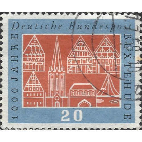 GERMANY, 1000 Years Town of Buxtehude, orange & blue 1959, 20pf