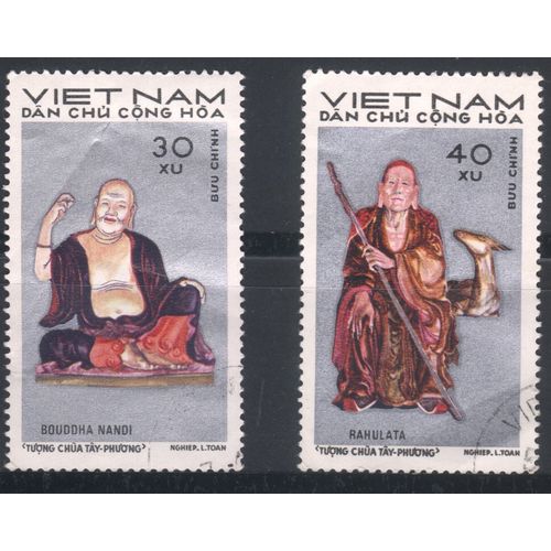 Vietnam (North) 1971 - SG N666/7 - 30x & 40x - "Bouddha Nandi & Rahulata" - used