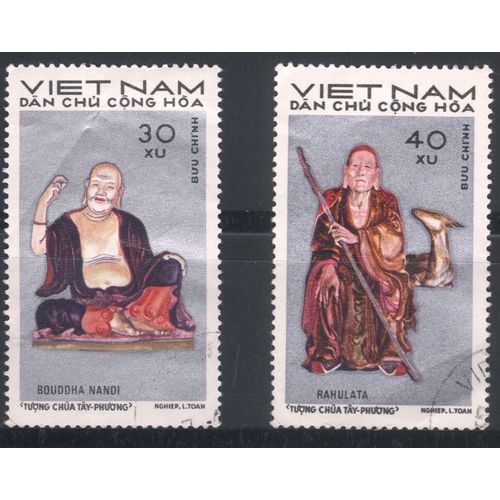 Vietnam (North) 1971 - SG N666/7 - 30x & 40x - "Bouddha Nandi & Rahulata" - used