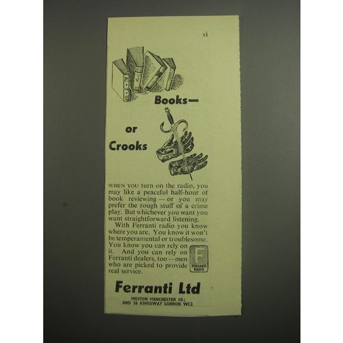 1948 Ferranti Radio Ad - Books - or crooks