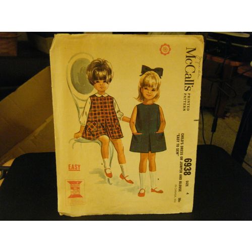 McCall's 6938 Girl's Dress or Jumper & Blouse Pattern - Size 4 Chest 23