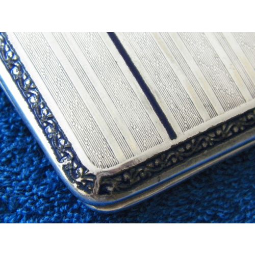 VNTG ALPACCA SILVER & ENAMEL CIGARETTE CASE GOLD BLUSH INTERIOR