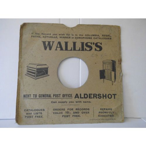 COLUMBIA 10" VINTAGE GRAMOPHONE RECORD CARD SLEEVE. 78 RPM. WALLIS'S ALDERSHOT.