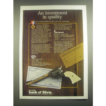 1985 Bank of Silvis Advertisement -Colt Handgun - An investment in quality