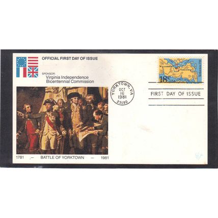 FDC JRA Covers 1937 18c Yorktown Souvenir Card (Cachet-U/A) CV00767
