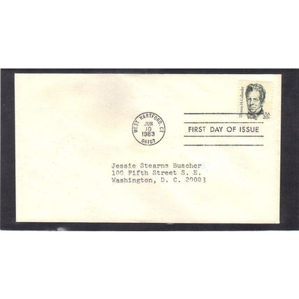 FDC 1861 20c Thomas Gallaudet (No Cachet-Typed/A) CV40794