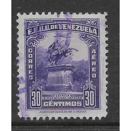 VENEZUELA 1940 STATUE OF BOLIVAR AT CARCACAS 30c VIOLET SG 632 FINE USED#2