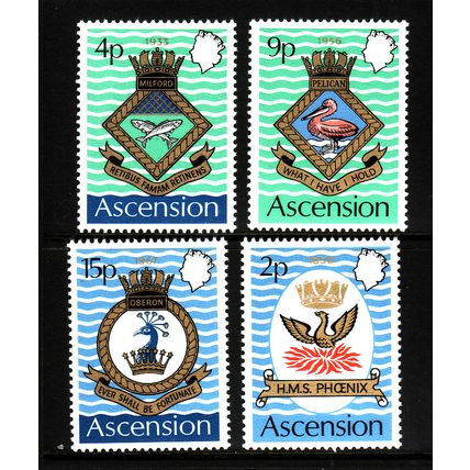 ASCENSION ISLAND 1971 NAVAL CRESTS SG 149 / 152 SET 4 VALS UM MINT