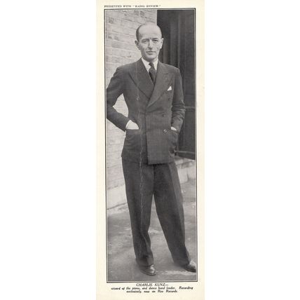 Charlie Kunz Piano Wizard Radio Review Antique 10" x 3" Old Photo Card