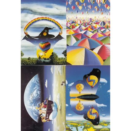 Wizard Balloons Noahs Space Arc Hot Air Balloon 4x Painting Postcard s
